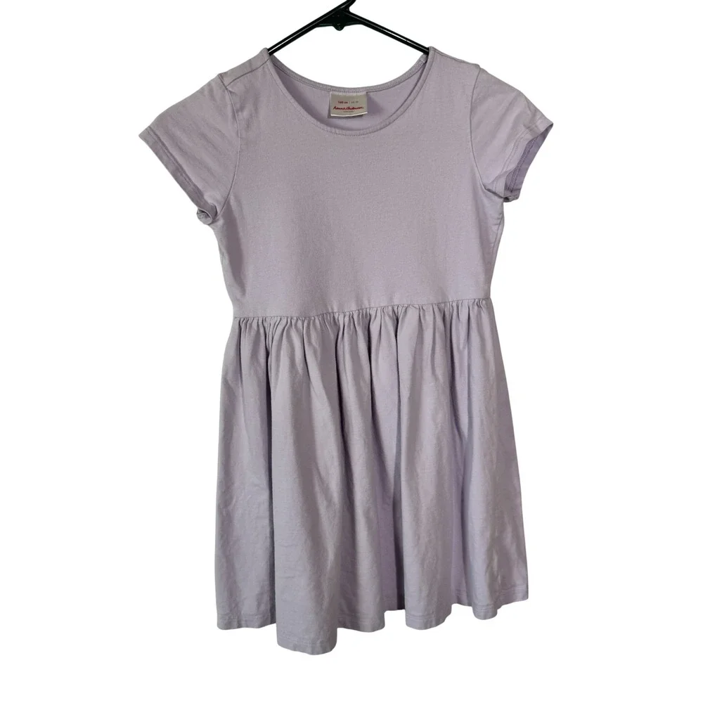 Hanna Andersson Knit Dress Kids Size 10 Lavender Purple Cotton Short Sleeve